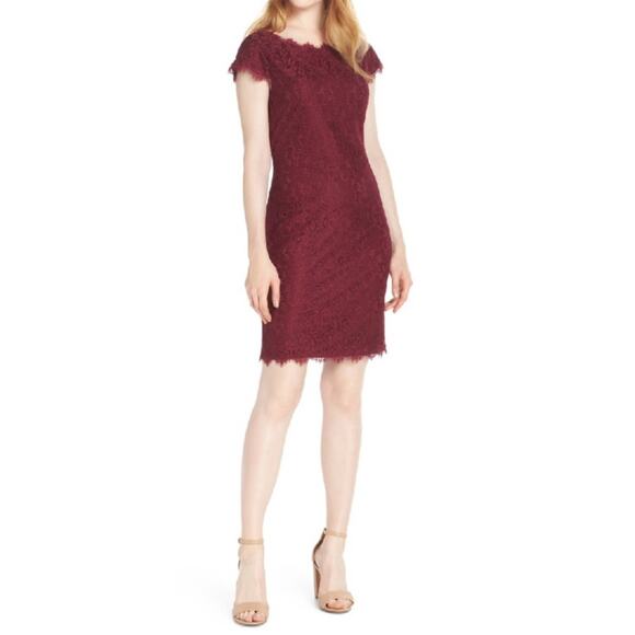 Eliza J Dress Mini Lace Cocktail Holiday Burgundy Size 2 - Picture 1 of 9